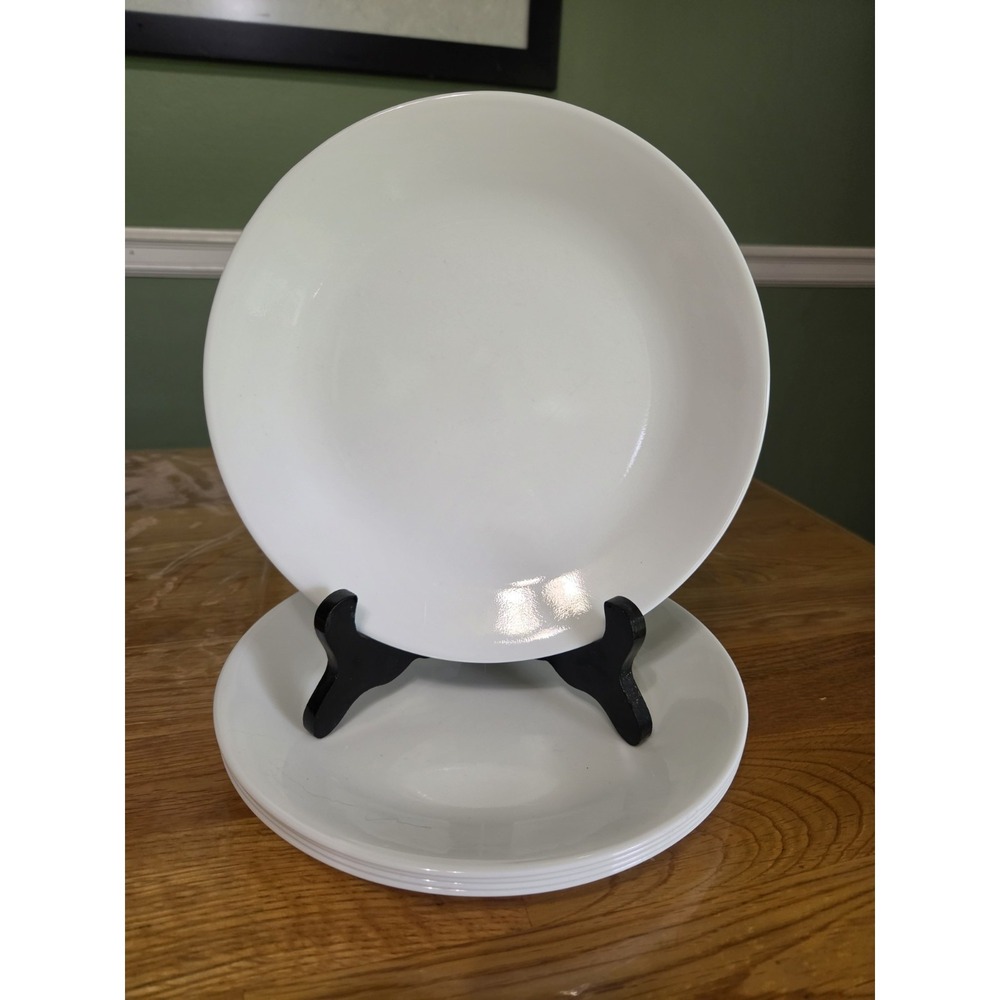 Set Of 5 Corelle Corning WINTER FROST WHITE Lunch Salad Plates 8 1/2" Diameter